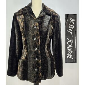 Betsey Johnson Y2K Vintage Faux Leopard Coat  M
